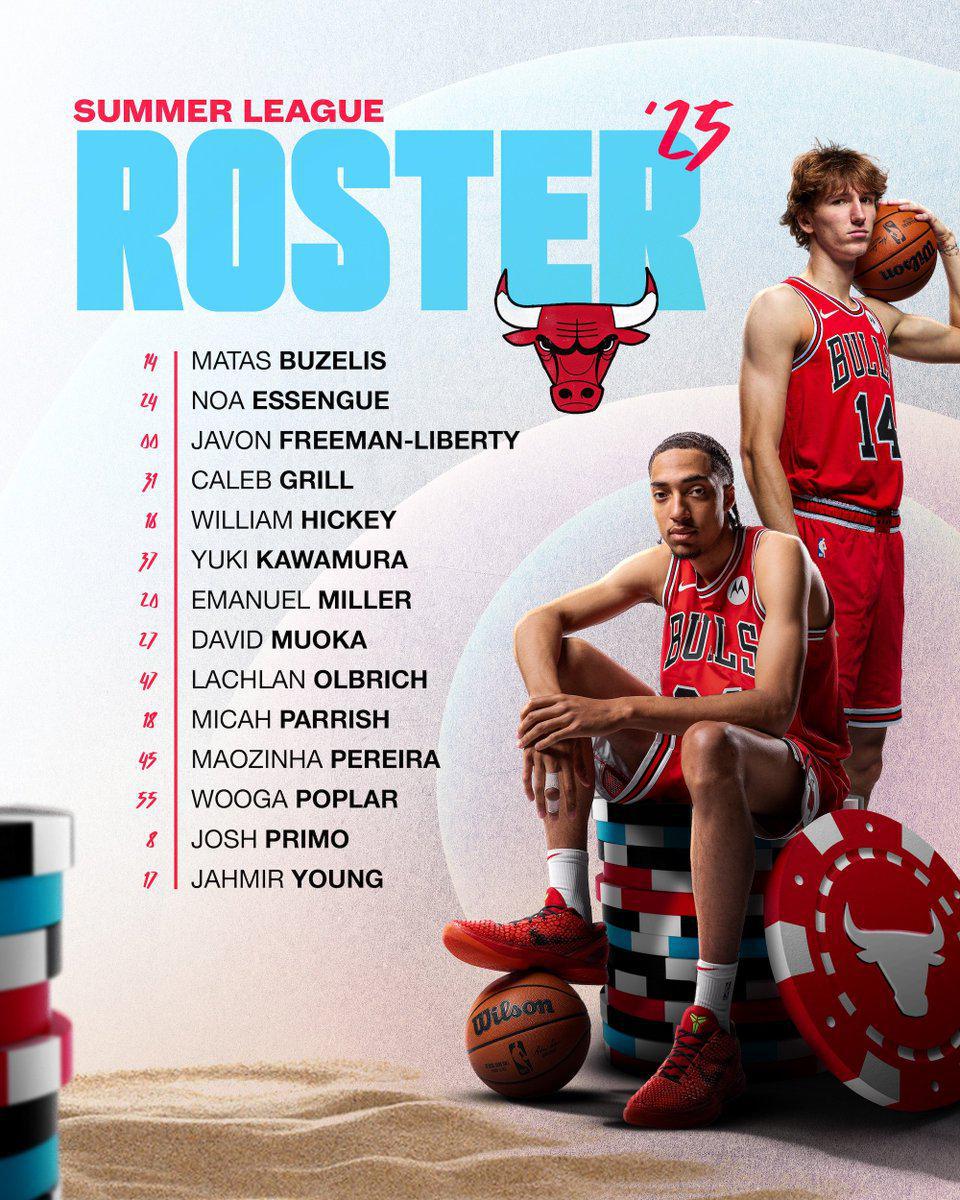 公牛公布夏季联赛阵容：布泽利斯领衔，河村勇辉在列